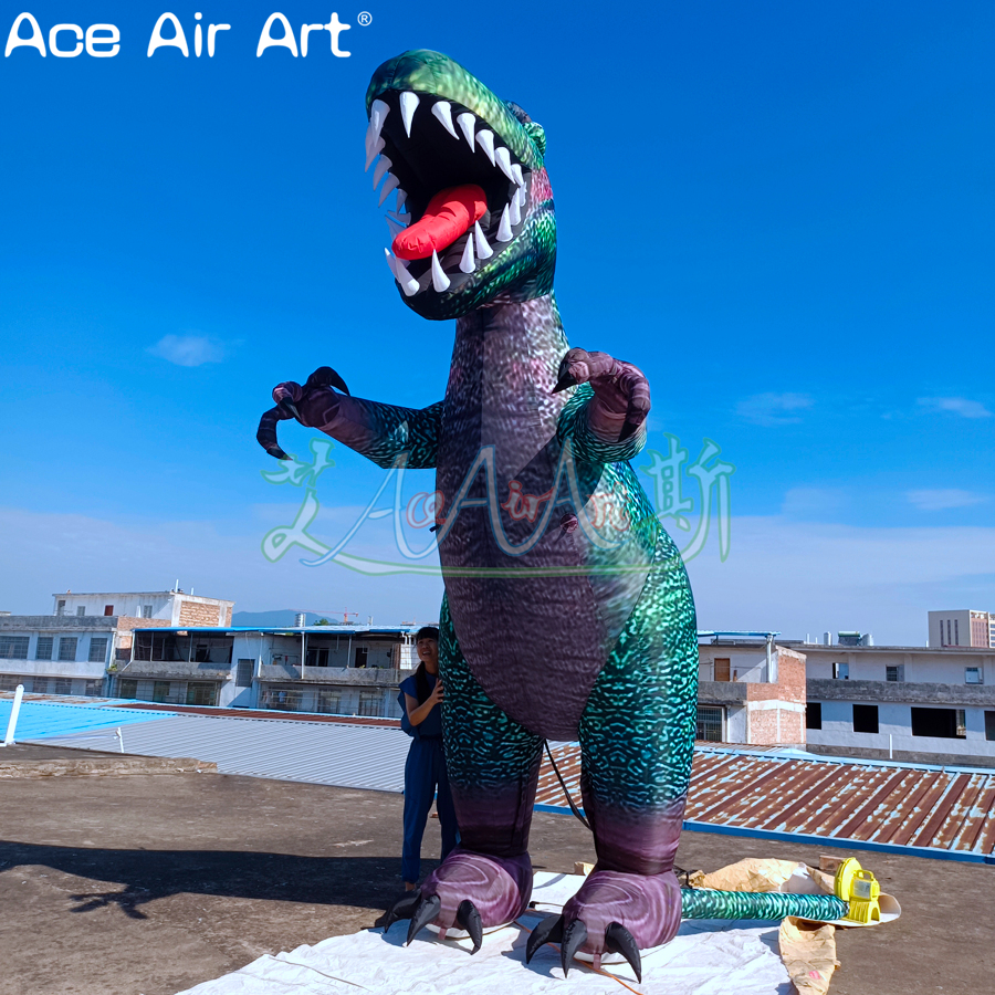 Giant Green Inflatable Dinosaur Roaring Animal Model for Indoor or Outdoor Festival Decoration