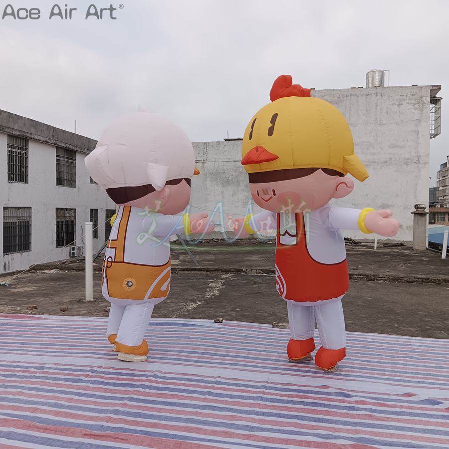 Customized Inflatable Cartoon Chicken and Duck Walking Costume for Catering Advertising or Decoration