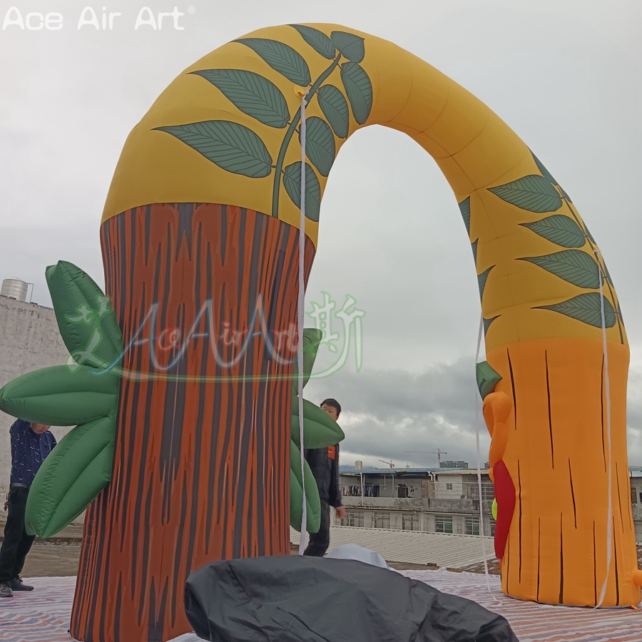 Fancy ALOHA Archway Inflatable Tiki Arch with Tiki Stump God Statue Exit Gantry for Hawaii Island Decoration