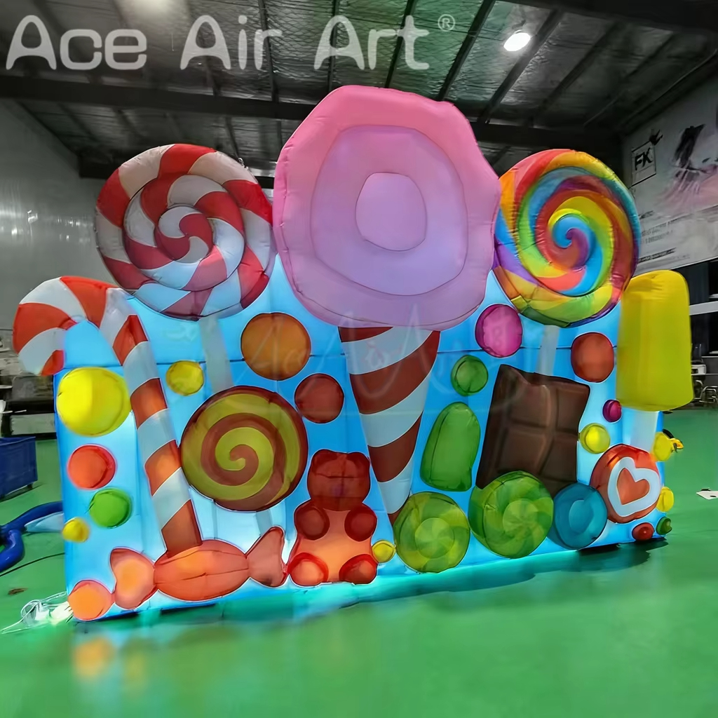 Inflatable Candy Wall Balloon with LED Light for Kids Birthday Party