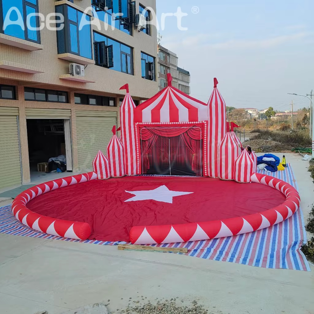 Carnival Performance Stage Inflatable Circus Arch Backdrop With Removable Ring and Floor for Outdoor Commercial Event Party Gate