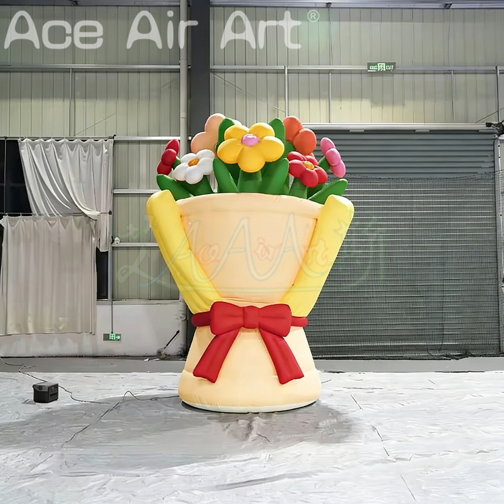 4m Artificial Inflatable Bouquet Wedding Park Decoration Inflatable Flower Balloon for Florist Shop