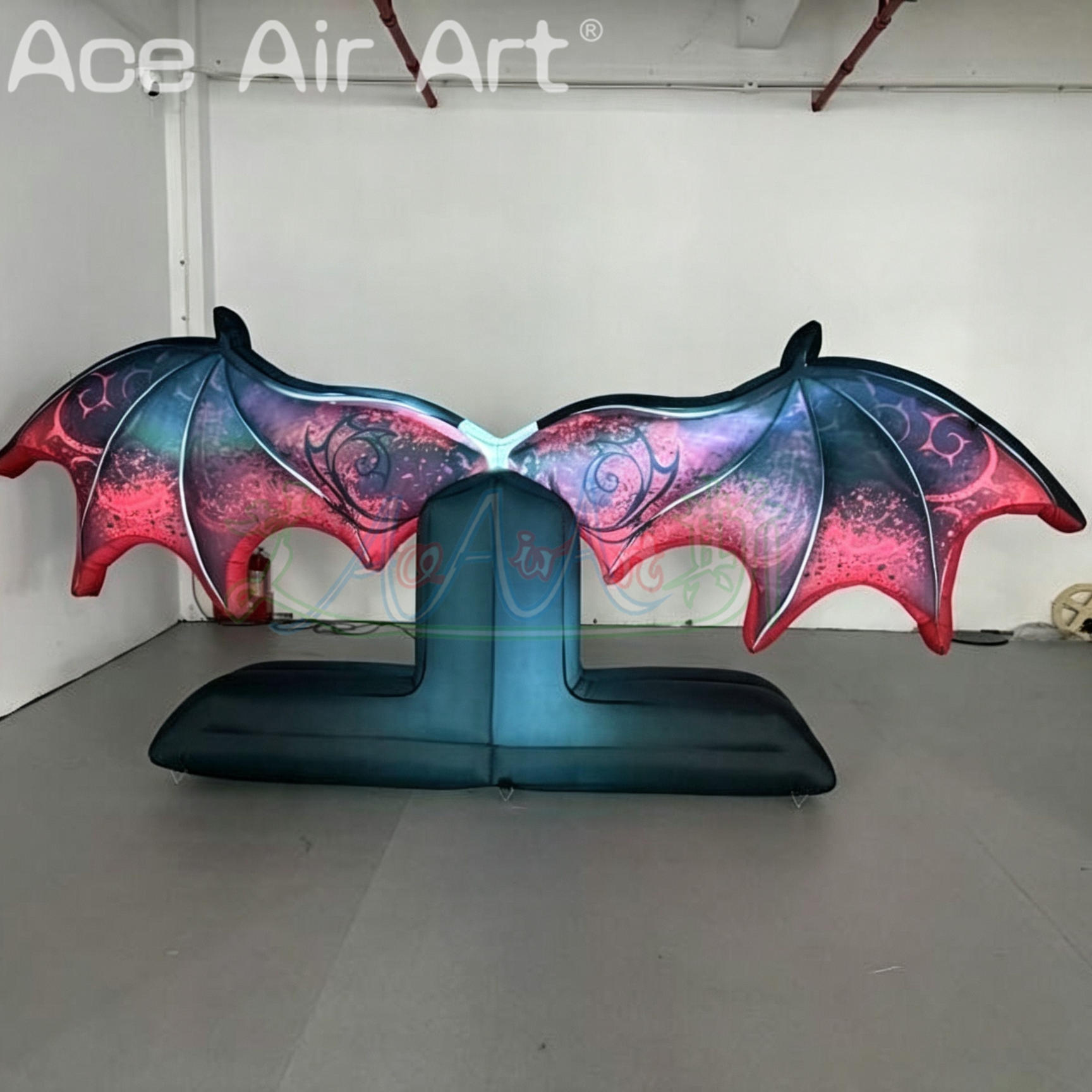Huge Inflatable Bat Wing Sculpture with Base Stand for Halloween Event Stage Performance and Advertising