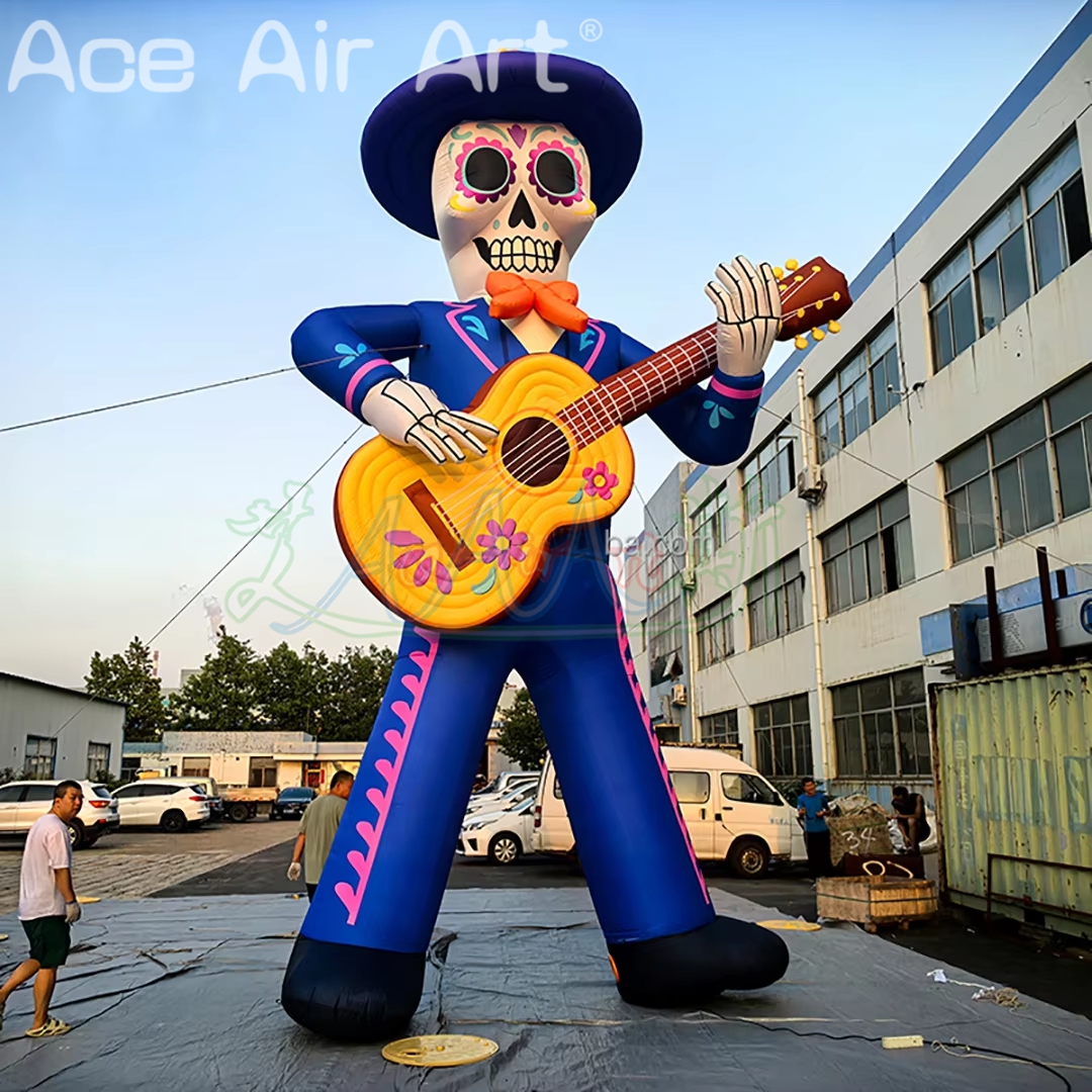 Giant Inflatable Sugar Skull Day of The Dead Calavera Doll Bright Colorful Prop for Mexican Festival Display