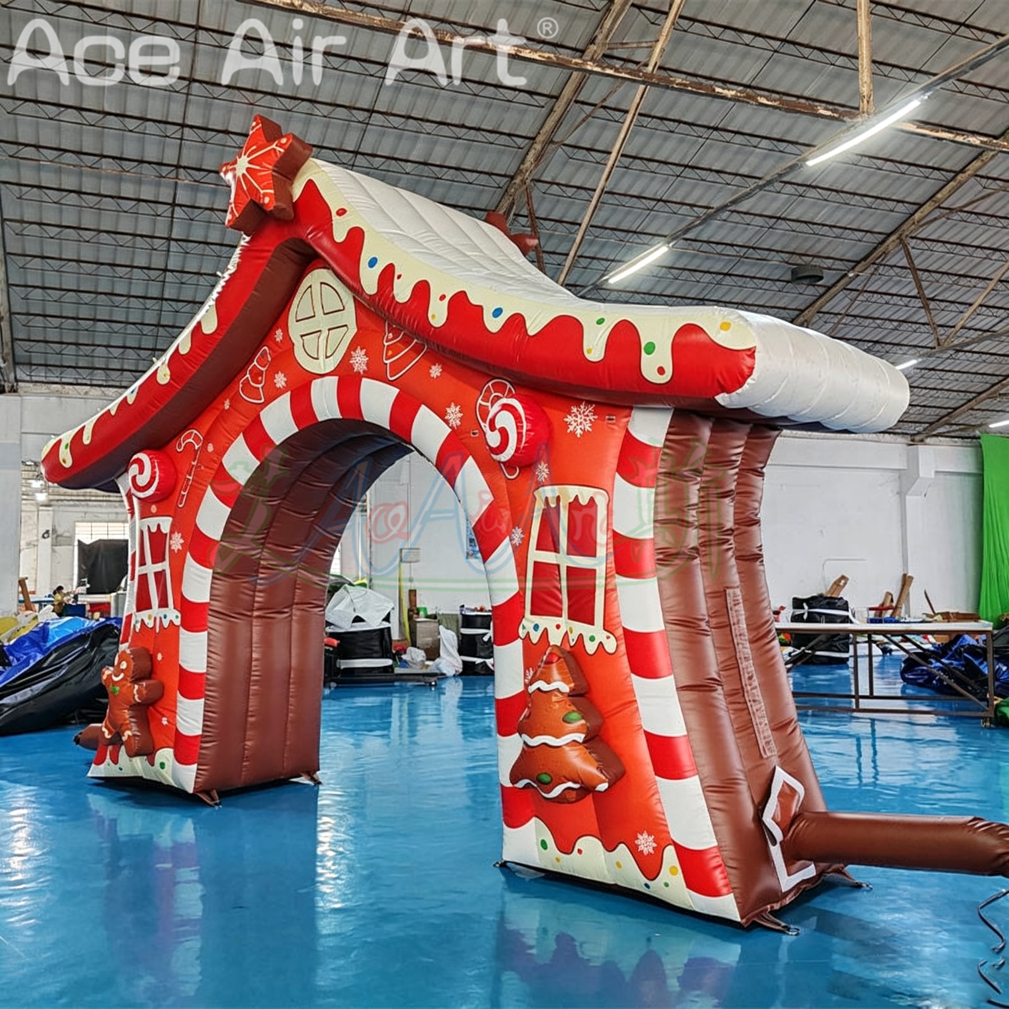 Christmas Outdoor Inflatable Gingerbread Man Arch Entrance for Holidays Decoration