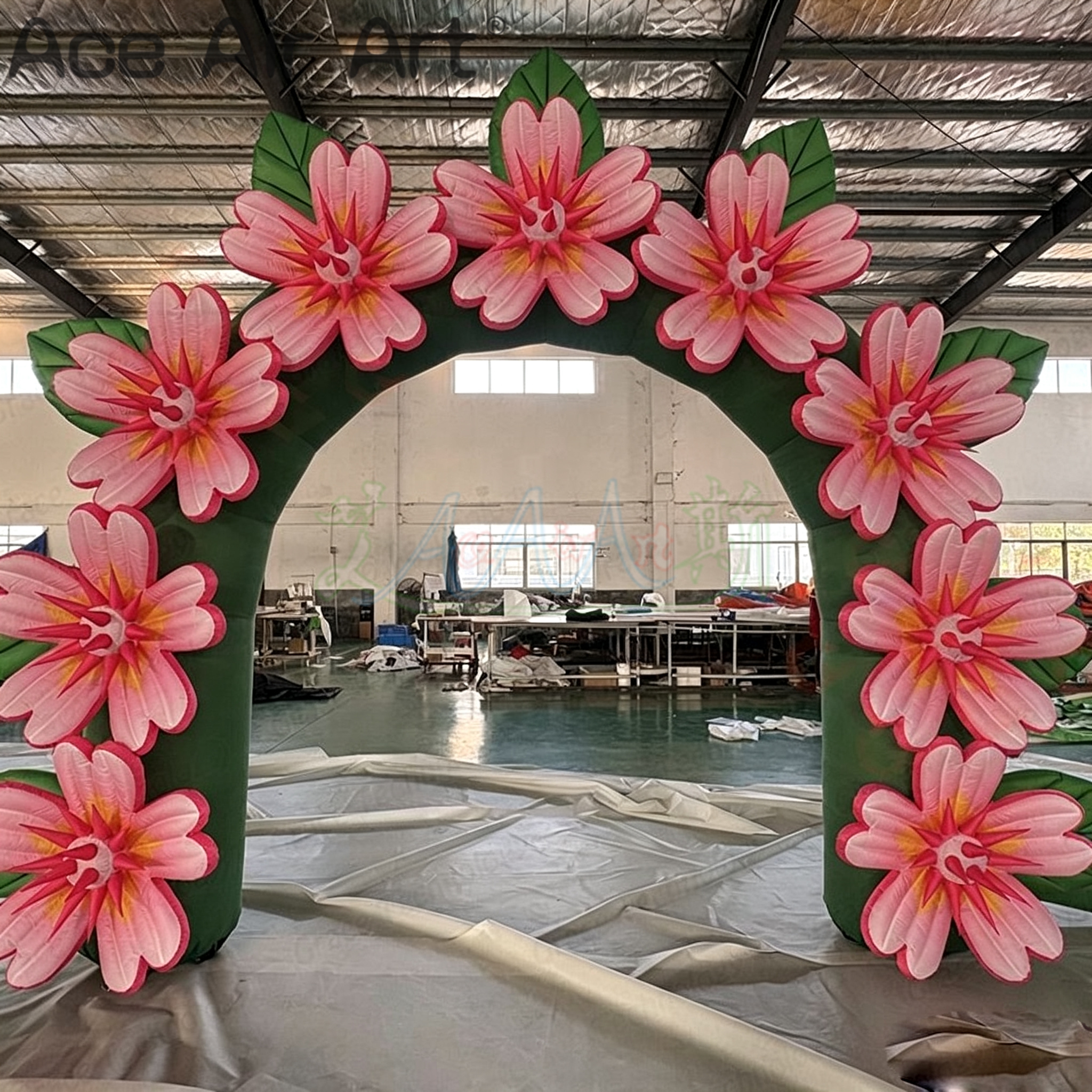 Giant Inflatable Flower Archway Pink Blossom Entrance Gate for Wedding and Spring Event Decoration